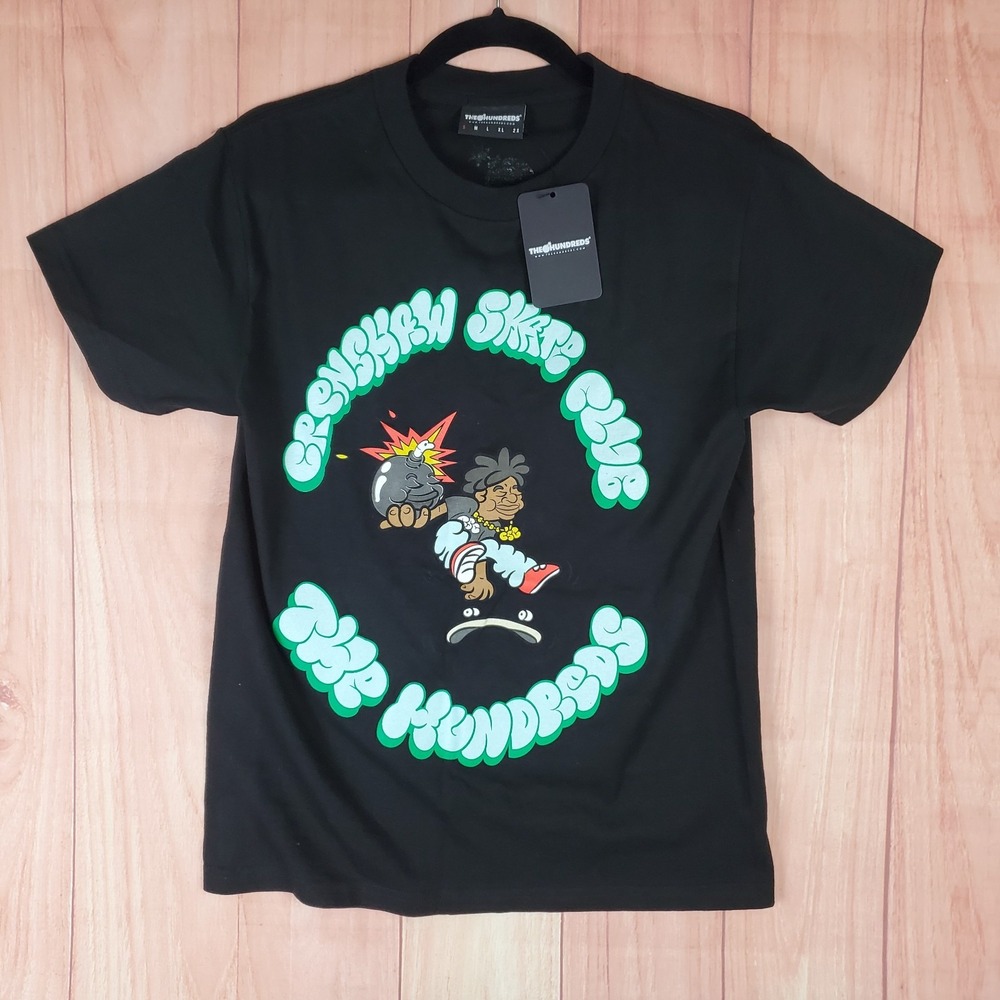 The Hundreds T Shirt Mens Small Black Cotton Graphic Print Crenshaw Skate Club